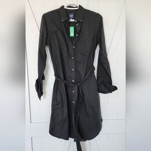 NWT - GAP black cotton shirt dress with belt